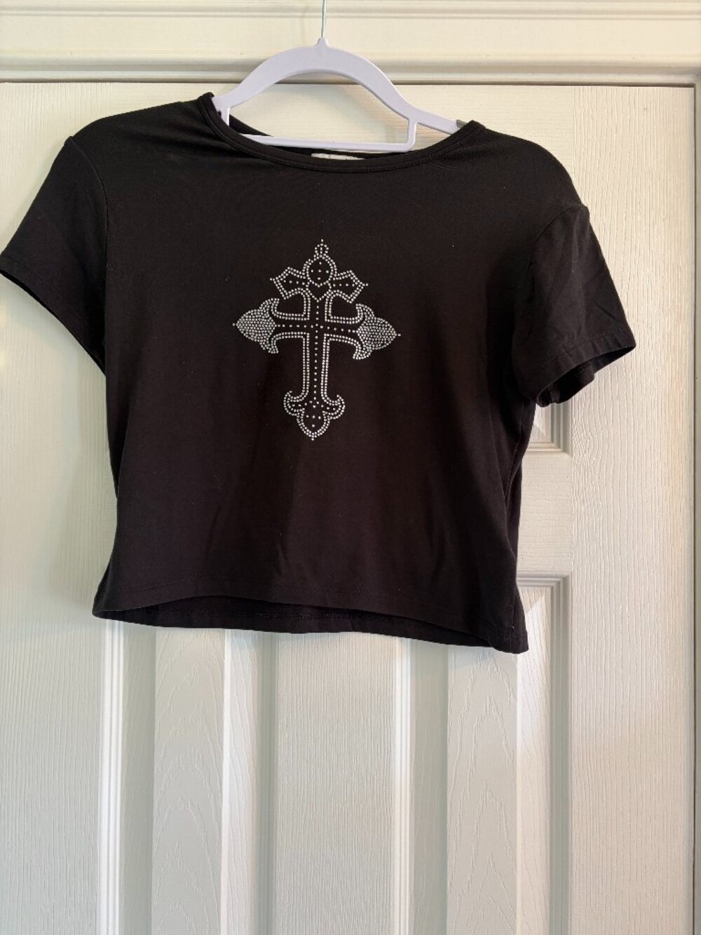 Orange Kiss Large Black Embellished Crop Top
